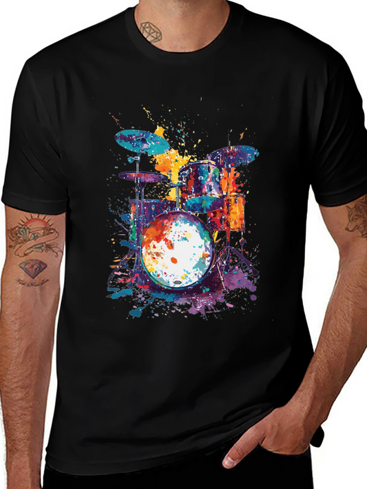 Colorful Drum Set Graphic T-Shirt
