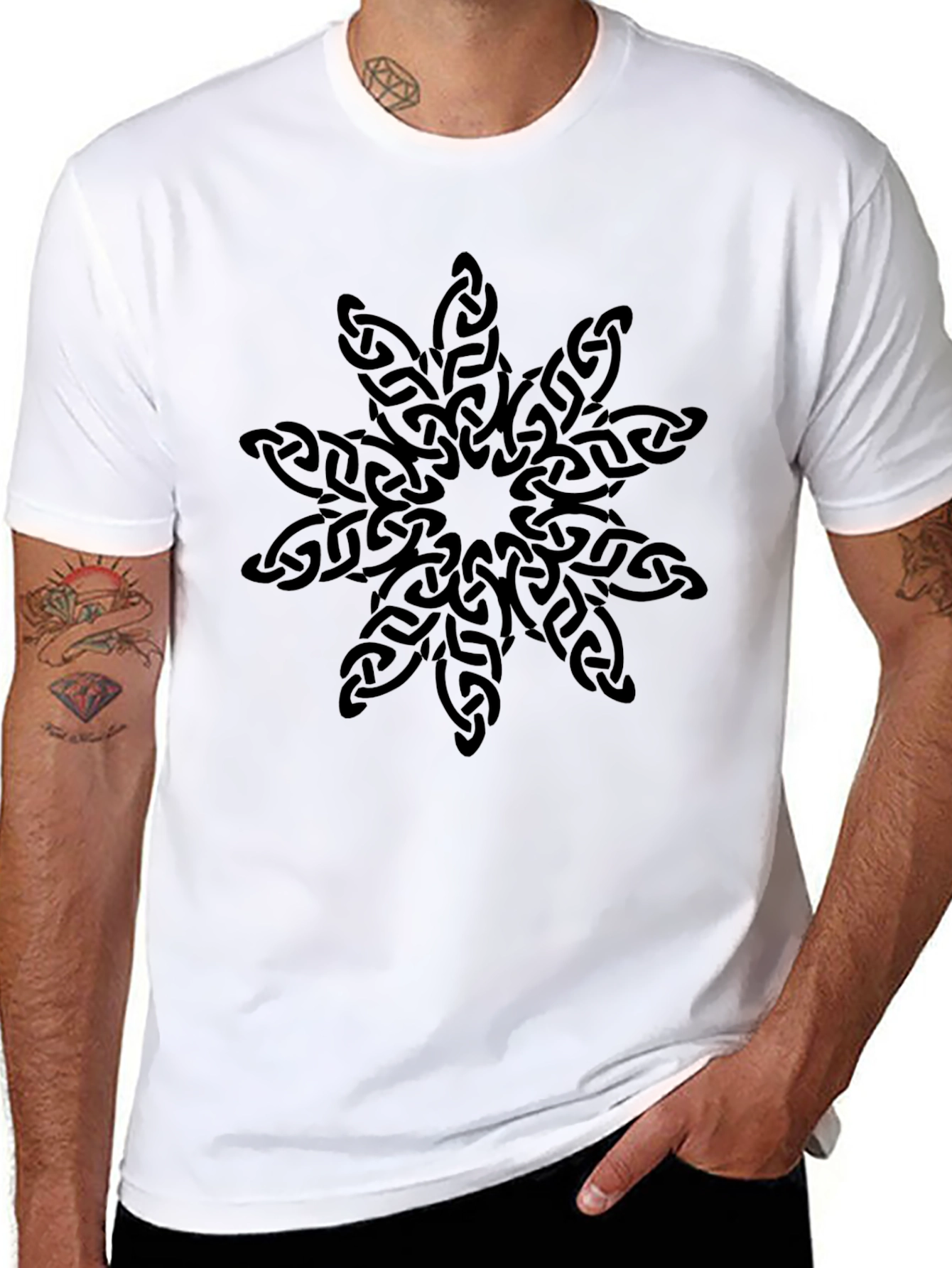 Mens Black T-Shirt with Celtic Knot Design