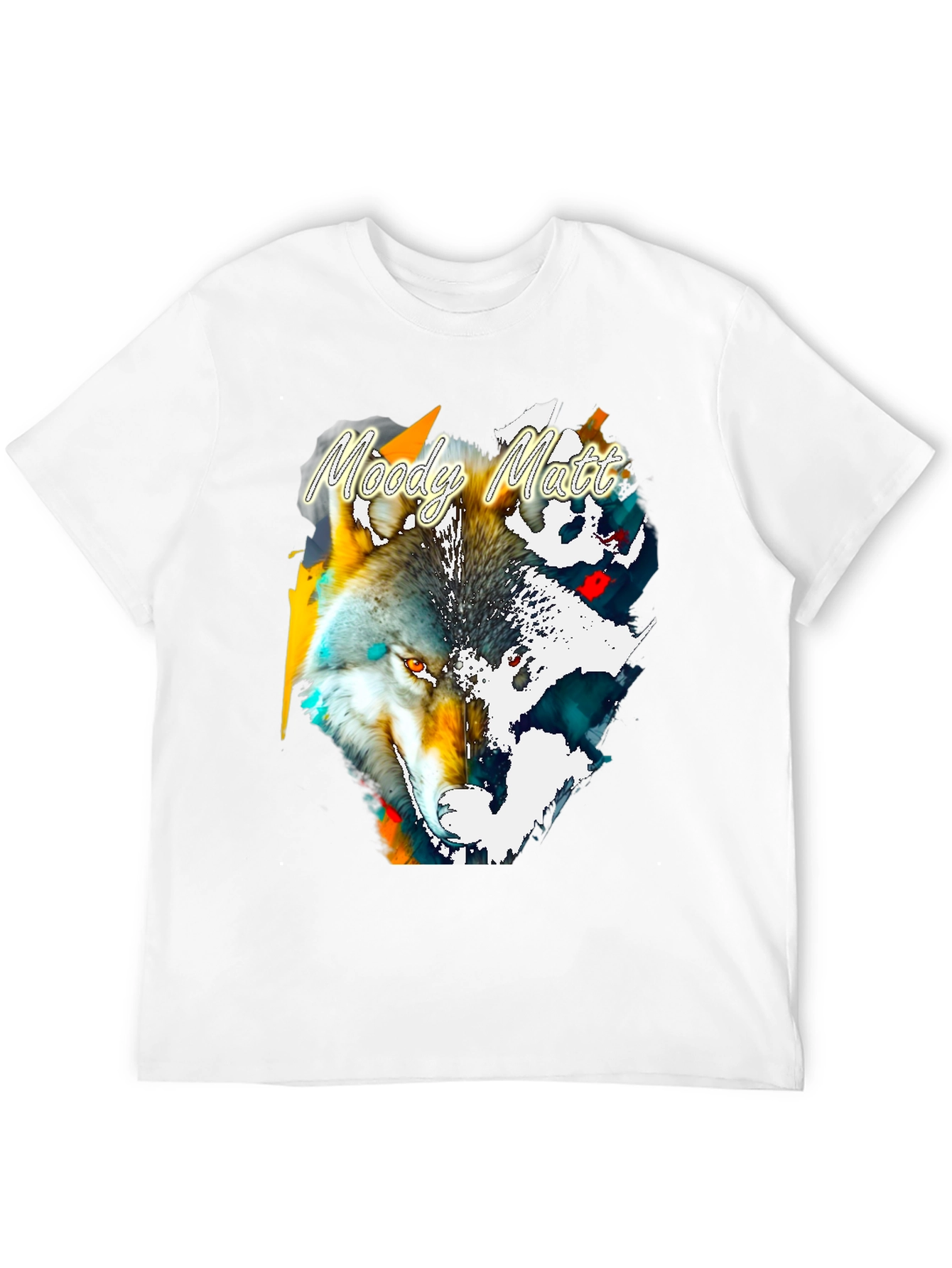 Moody Matt Wolf Graphic Tee - Artistic Mens T-Shirt