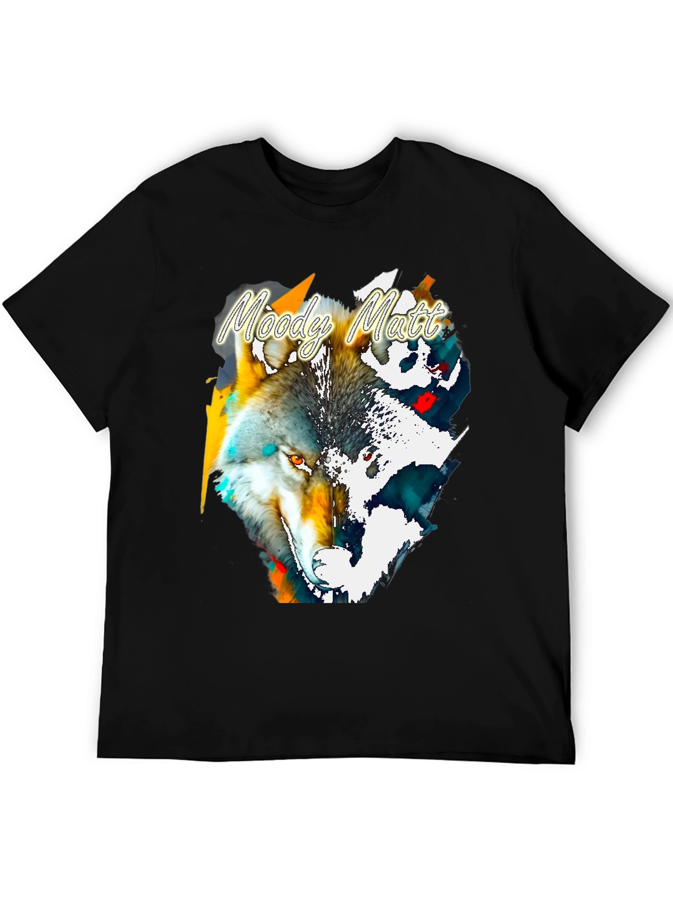 Moody Matt Wolf Graphic Tee - Artistic Mens T-Shirt