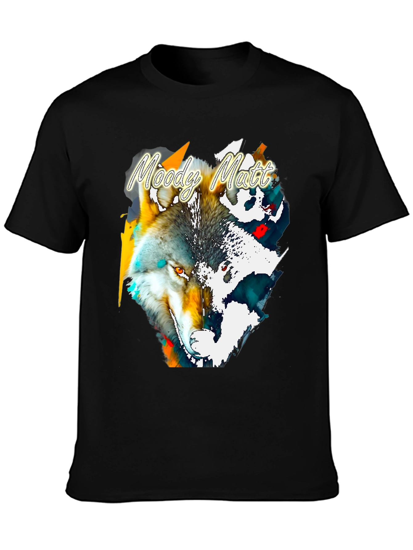 Moody Matt Wolf Graphic Tee - Artistic Mens T-Shirt