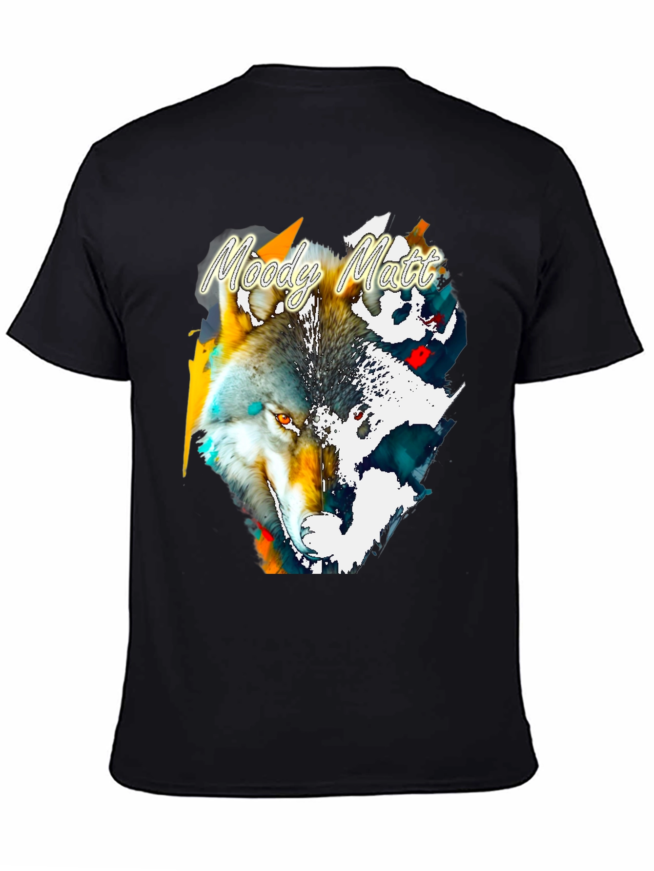 Moody Matt Wolf Graphic Tee - Artistic Mens T-Shirt