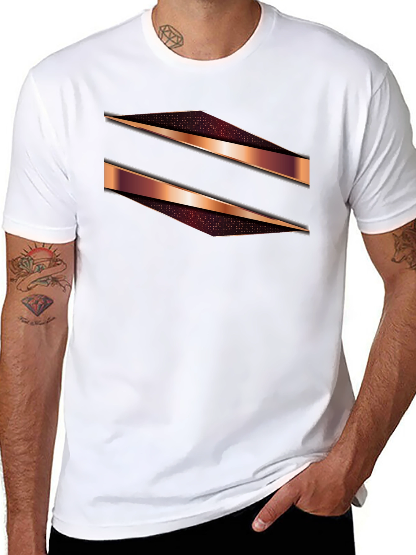 Mens Black Graphic Tee - Modern Geometric Design