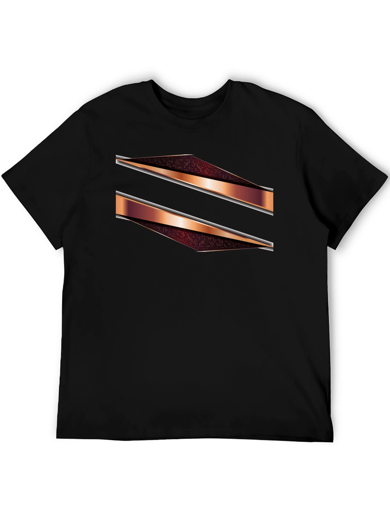 Mens Black Graphic Tee - Modern Geometric Design