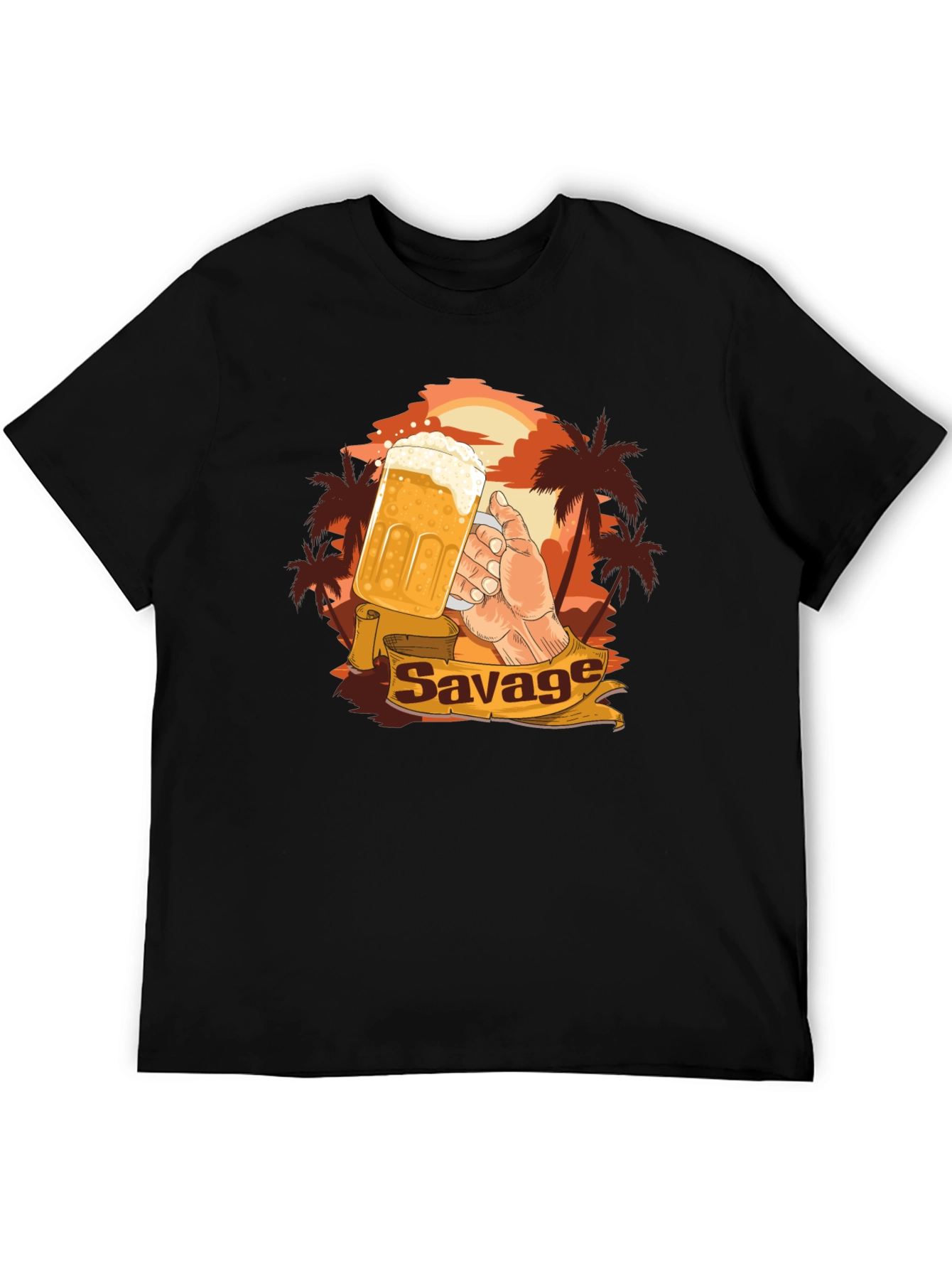 Savage Beer Graphic Tee - Tropical Sunset