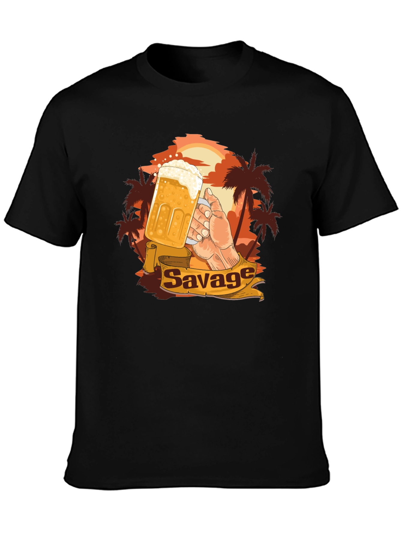 Savage Beer Graphic Tee - Tropical Sunset