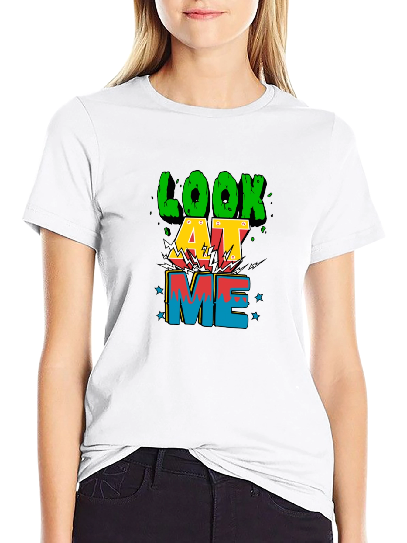 Look At Me Graphic Print Tee - Black