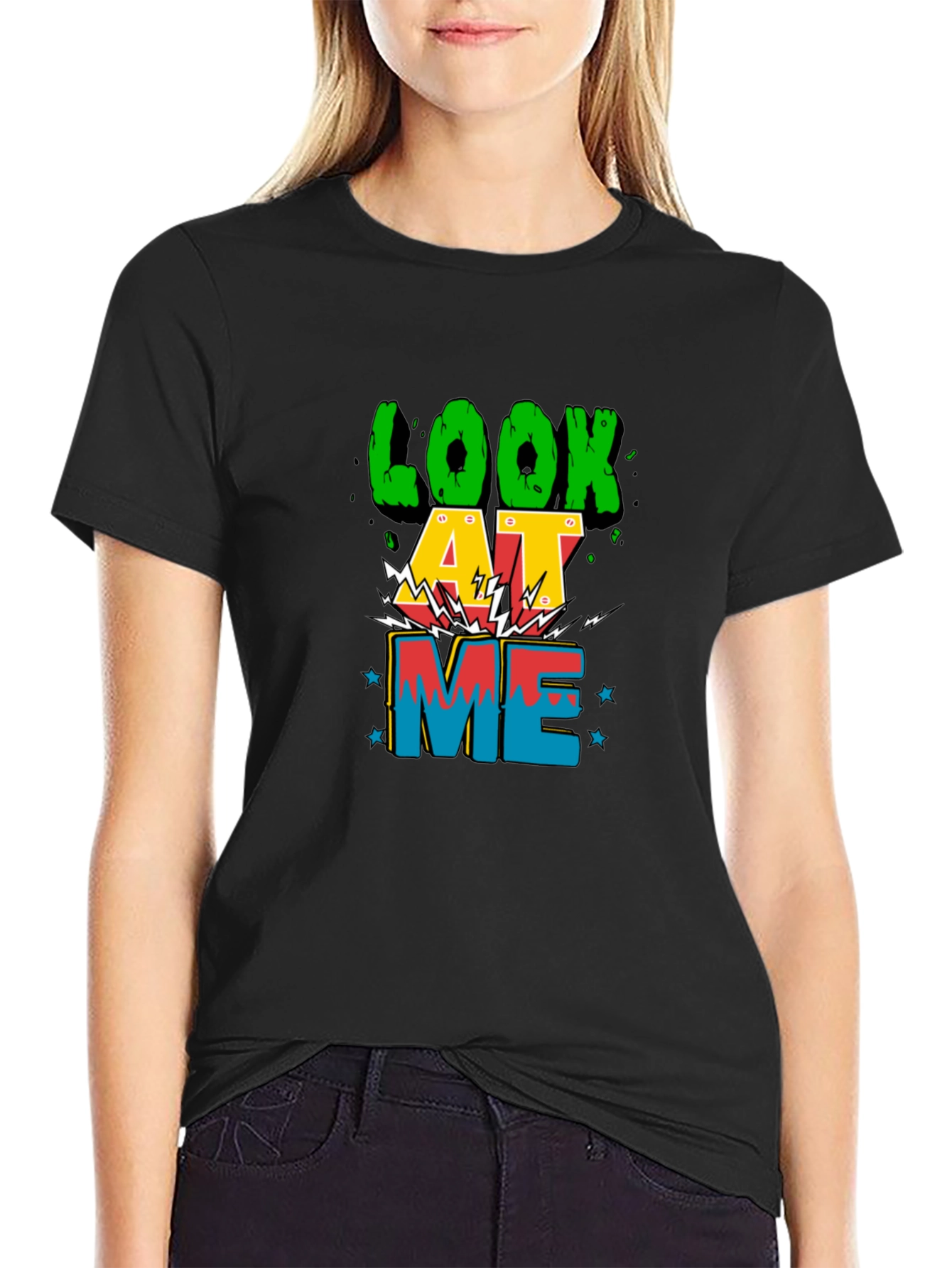 Look At Me Graphic Print Tee - Black