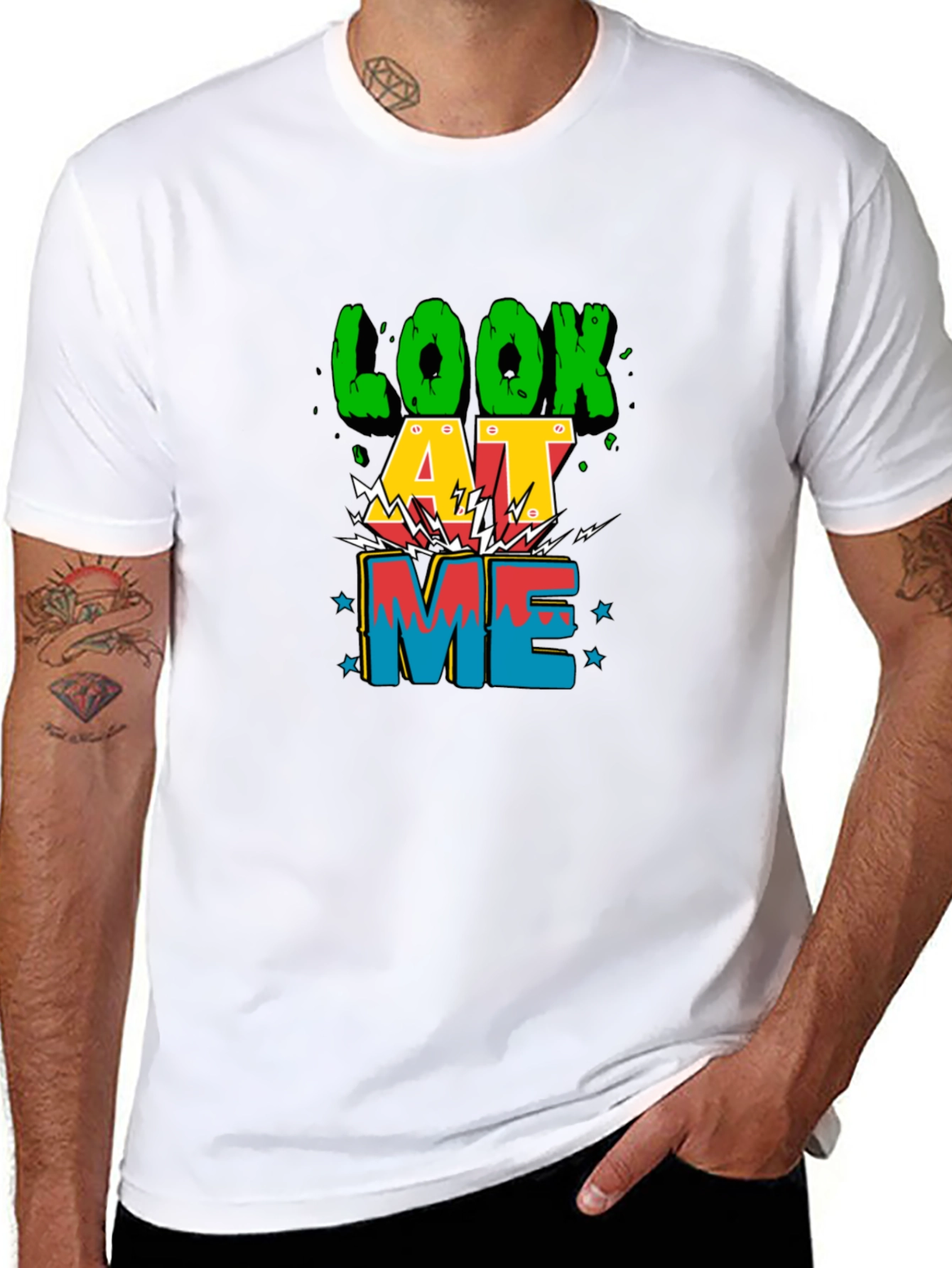 Look At Me Graphic Print Tee - Black