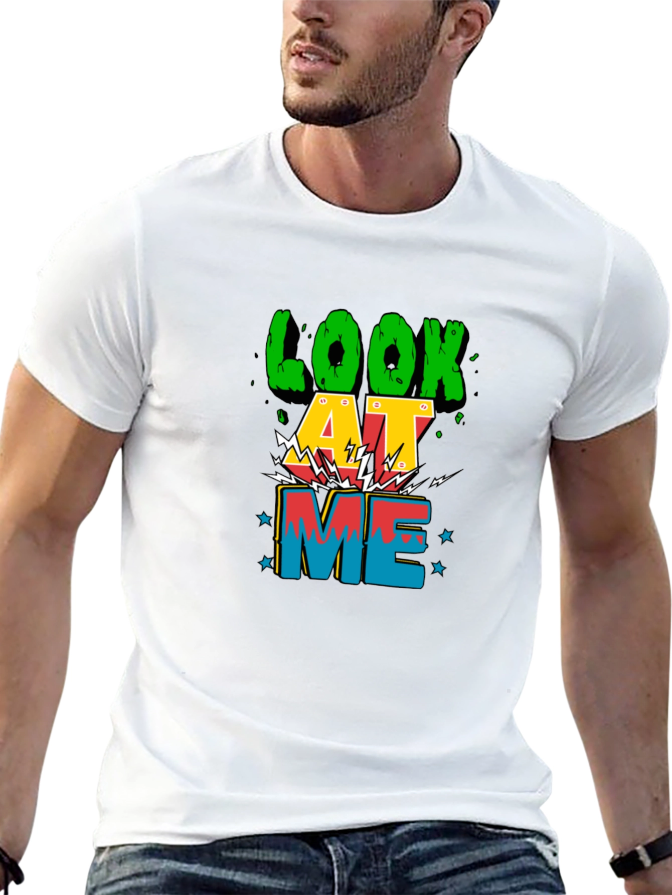 Look At Me Graphic Print Tee - Black