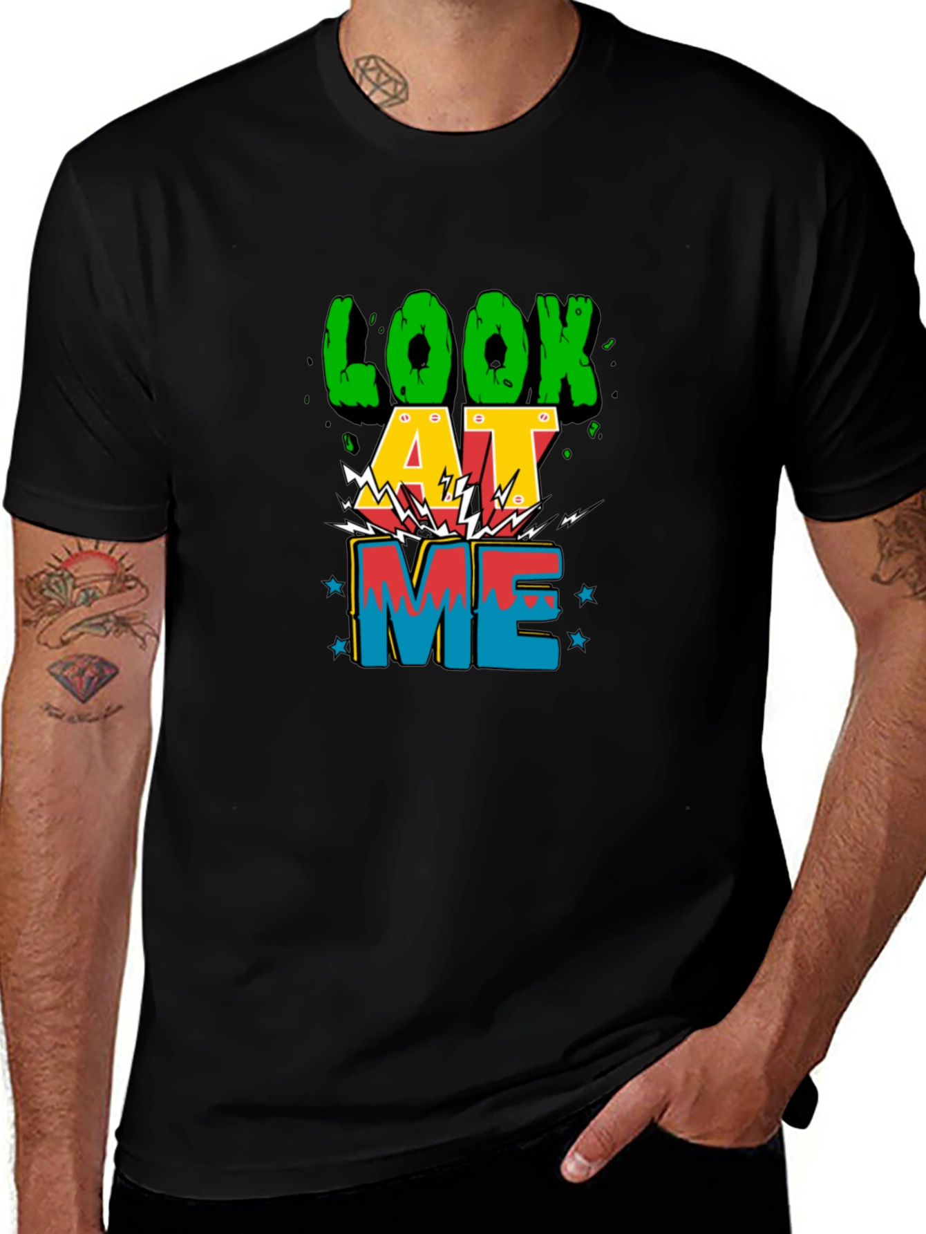 Look At Me Graphic Print Tee - Black