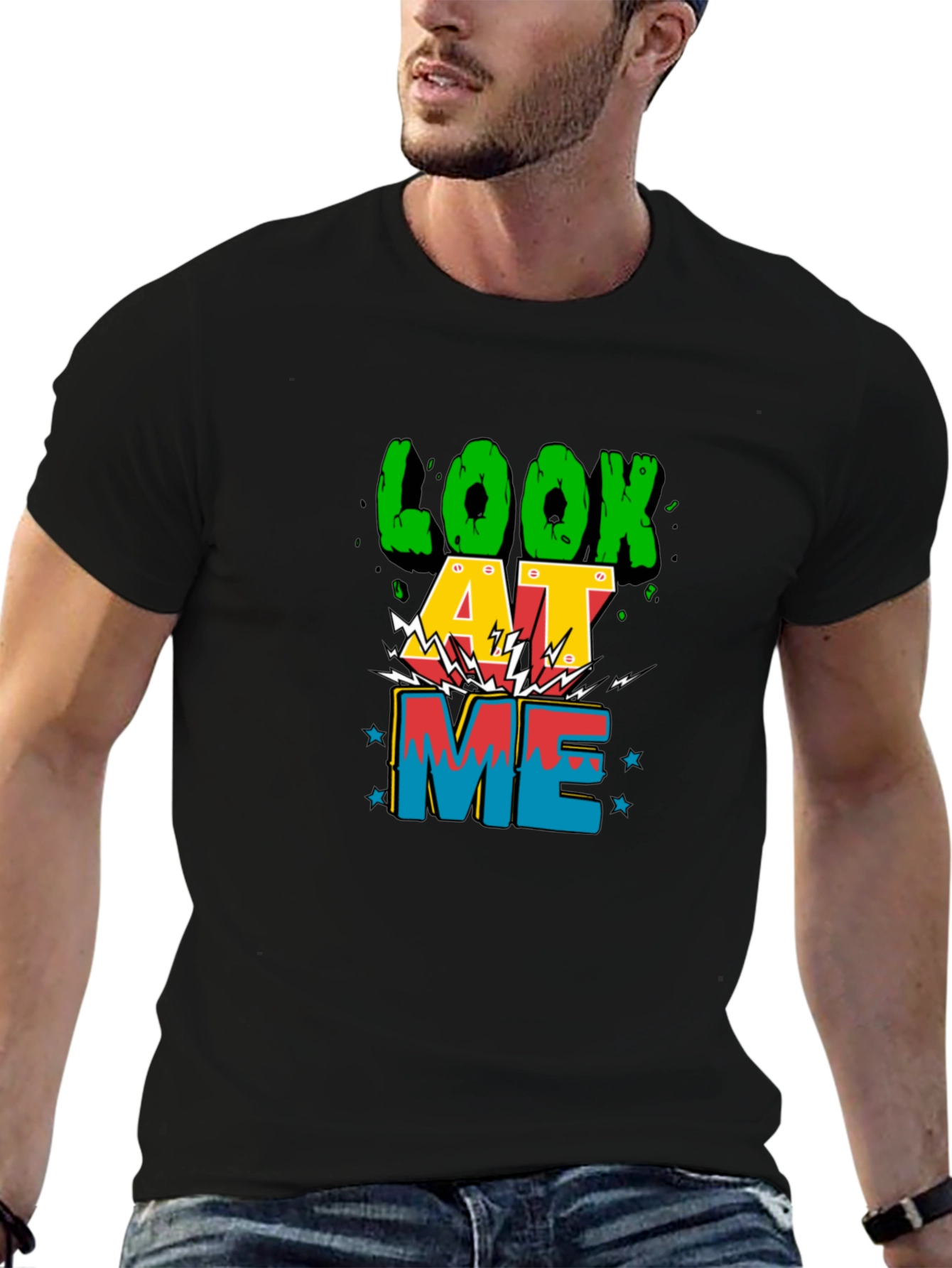 Look At Me Graphic Print Tee - Black