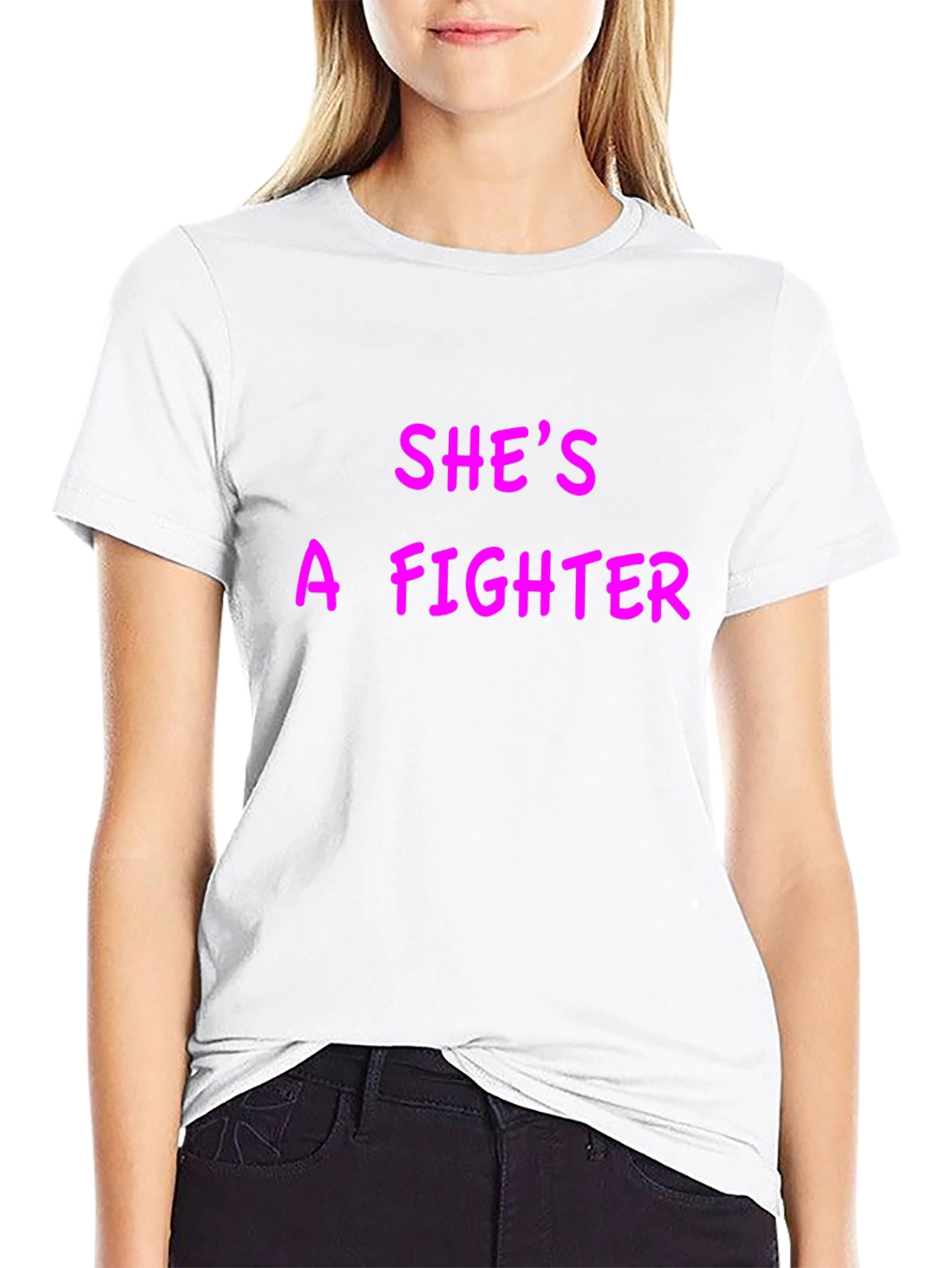 Shes A Fighter Graphic Tee - Black