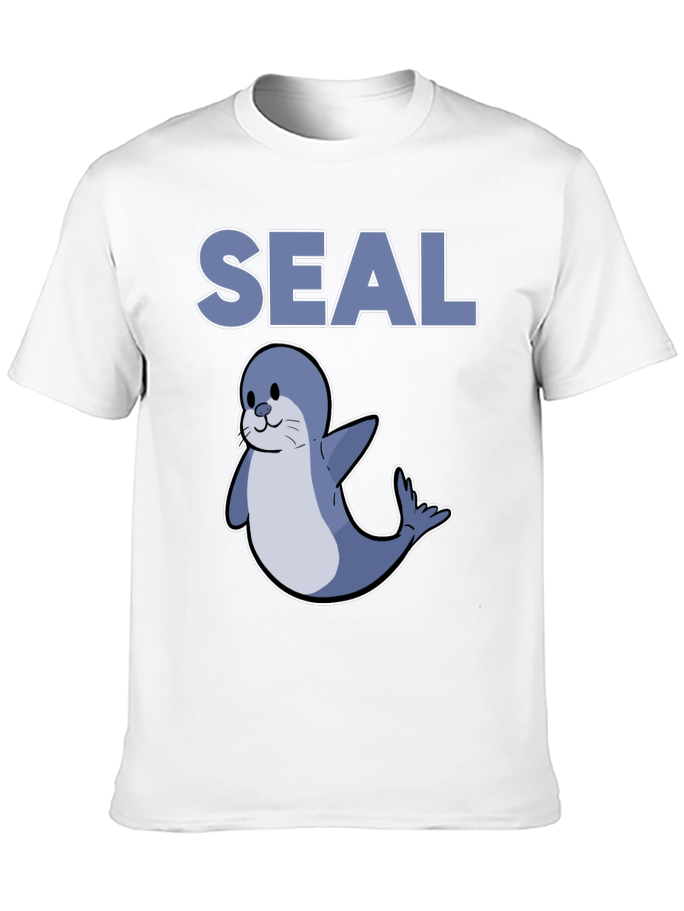 Cute Seal Graphic T-Shirt - Black