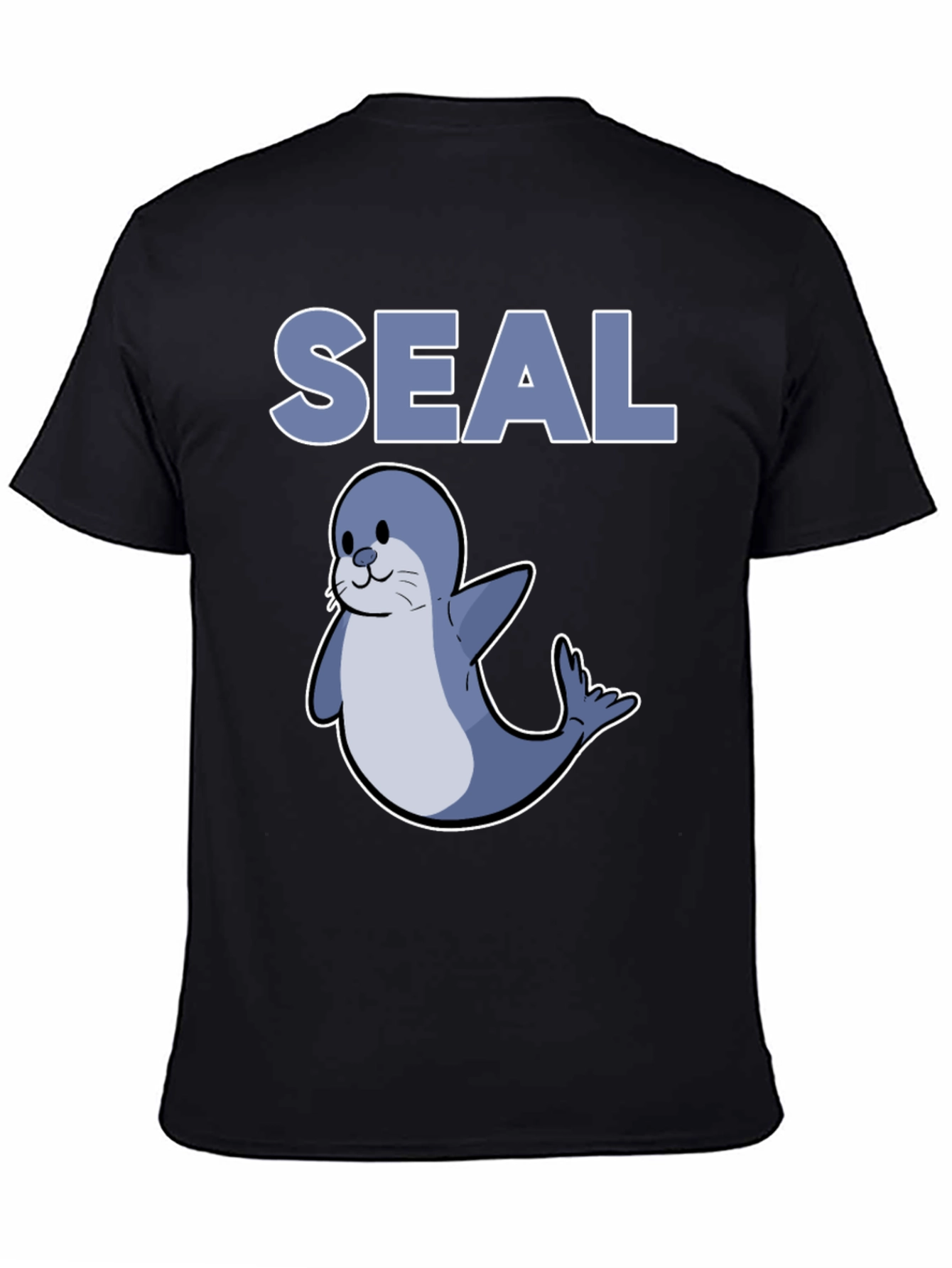 Cute Seal Graphic T-Shirt - Black