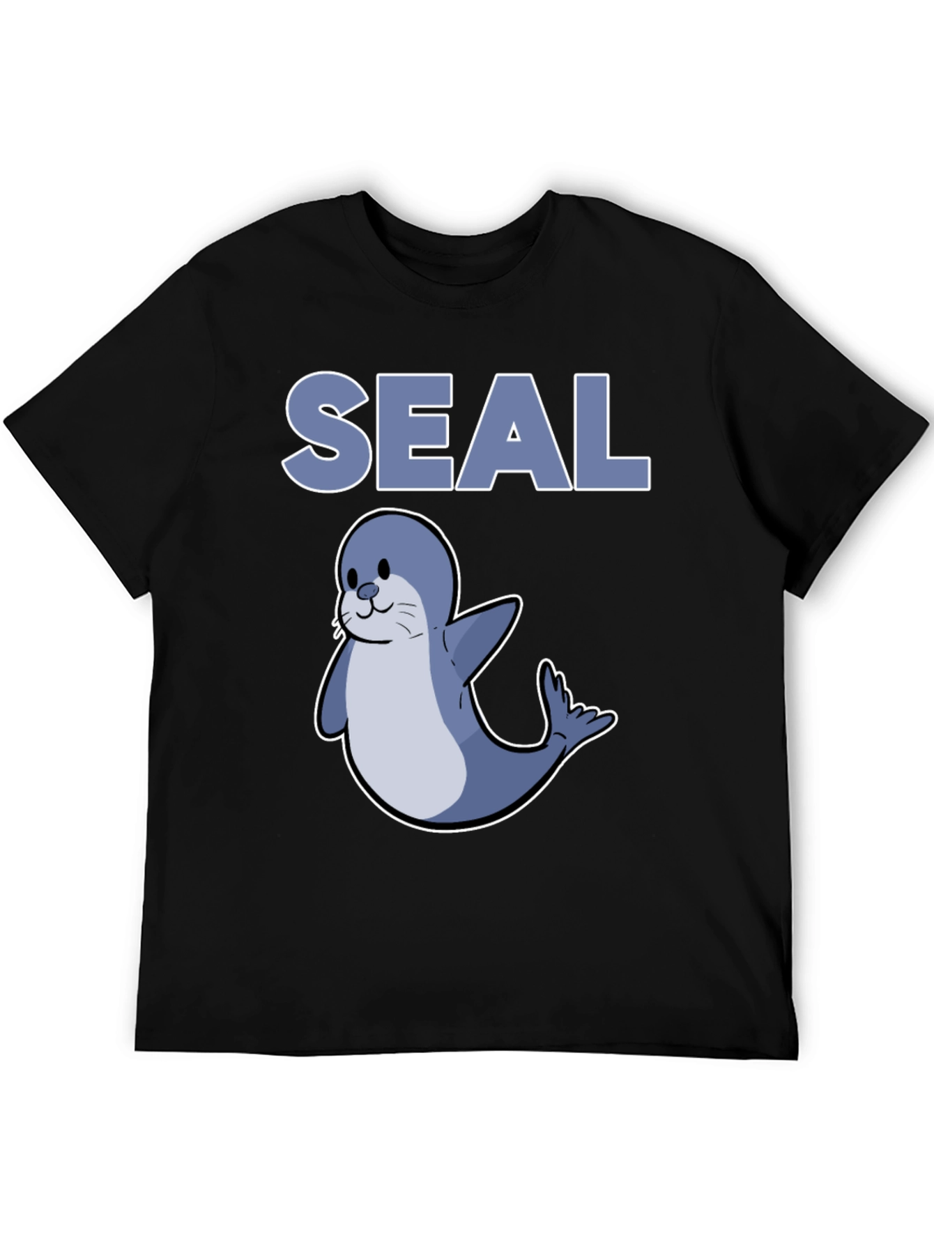Cute Seal Graphic T-Shirt - Black