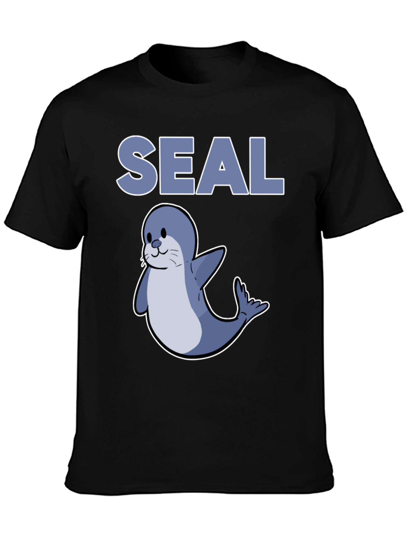 Cute Seal Graphic T-Shirt - Black