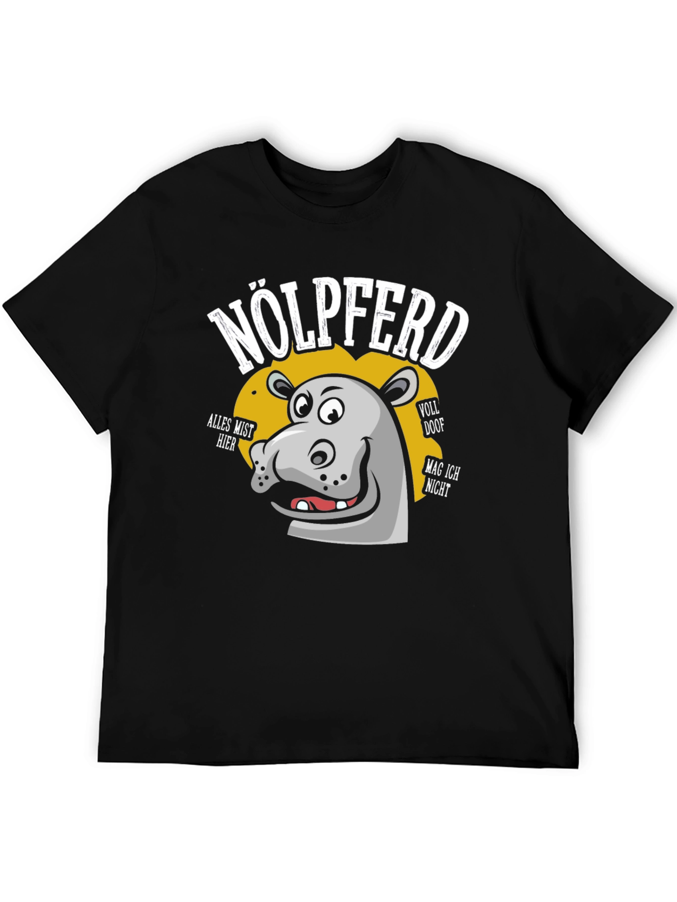 Nölpferd Mens Black Graphic T-Shirt