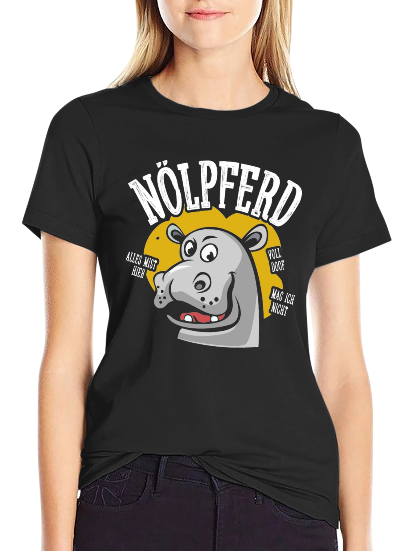 Nölpferd Mens Black Graphic T-Shirt
