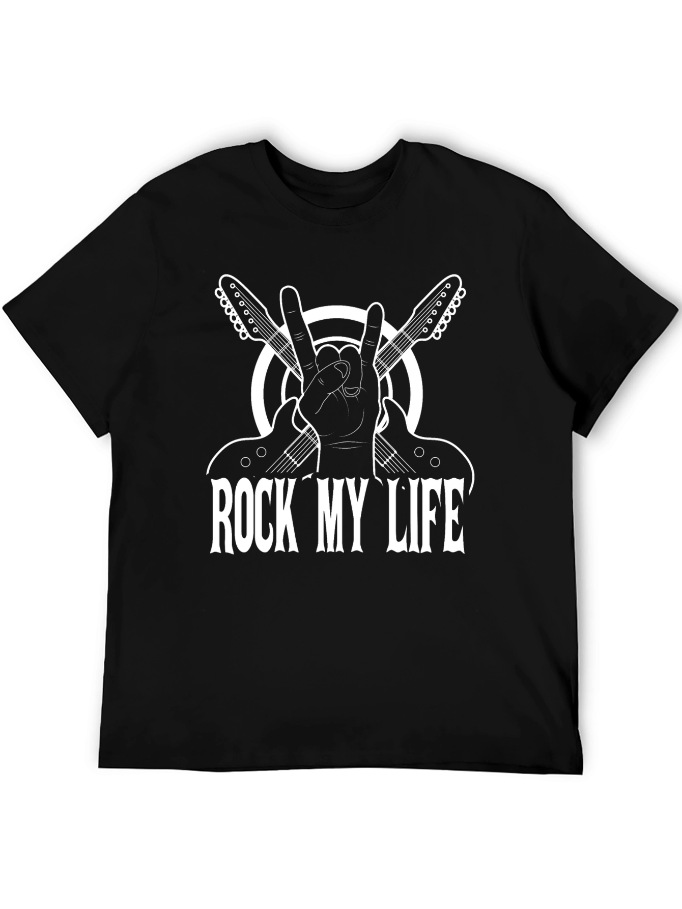 Rock My Life T-Shirt Guitar Hand Sign Rocker Style