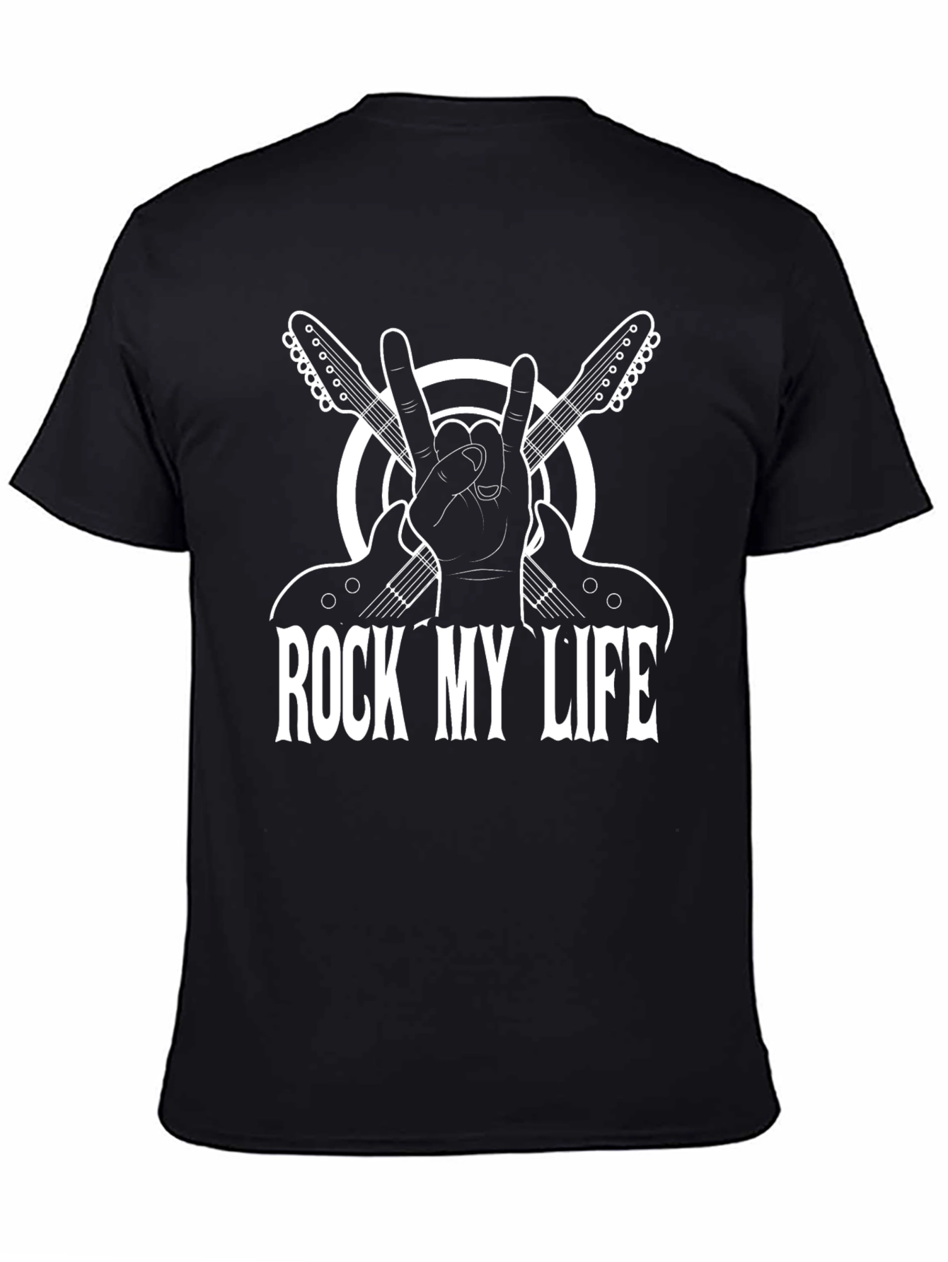 Rock My Life T-Shirt Guitar Hand Sign Rocker Style