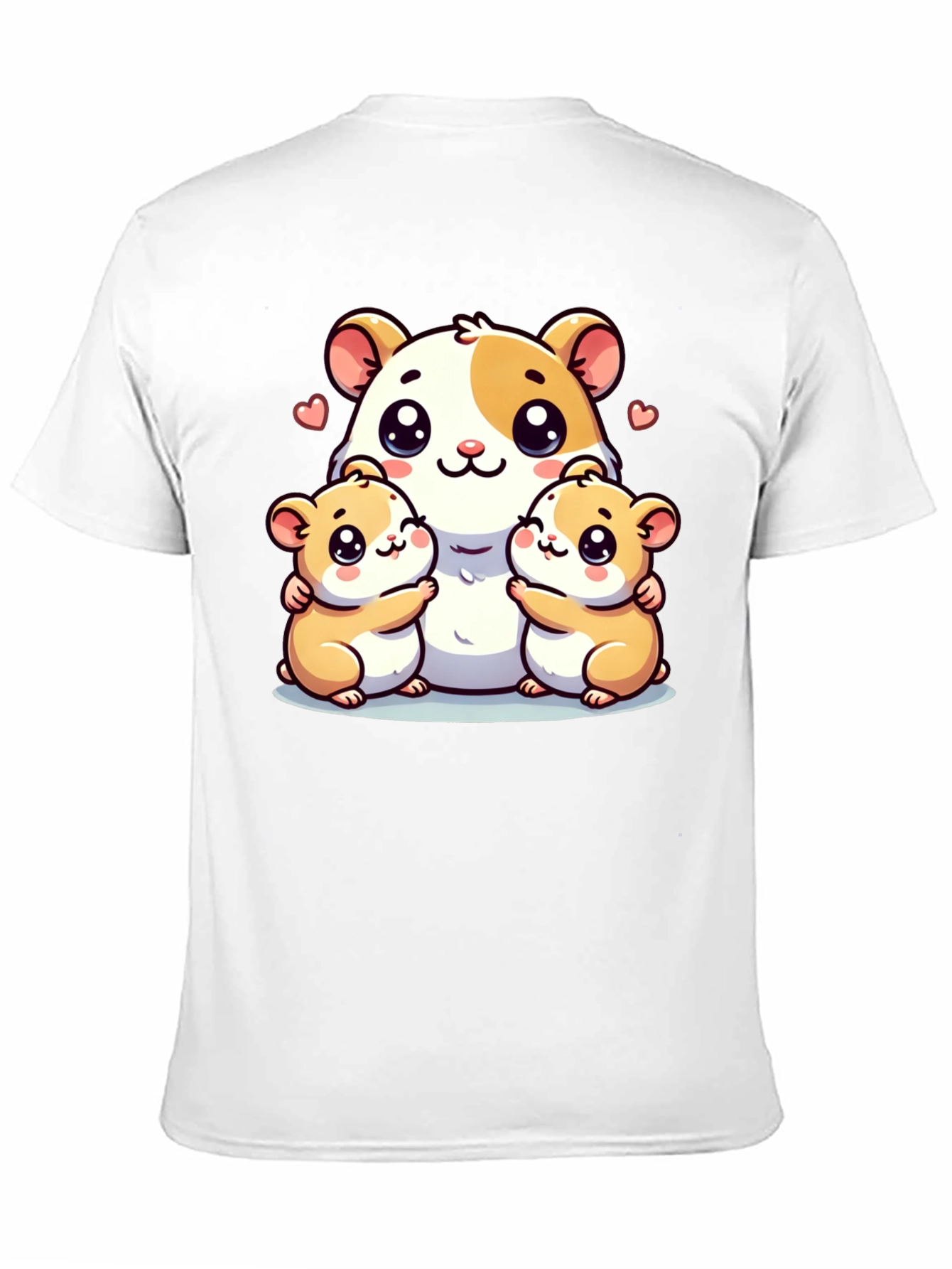 Cute Hamster Family Graphic Tee - Black Cotton Blend