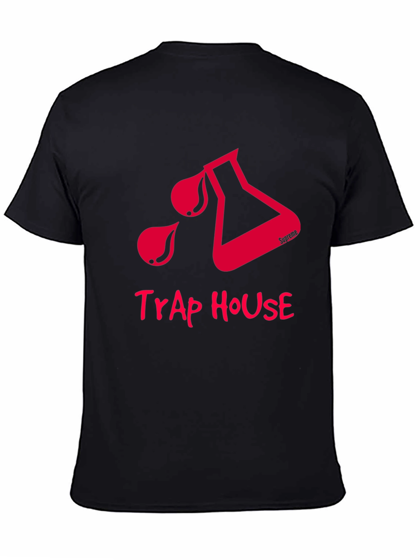 Trap House Graphic Tee - Black Cotton T-Shirt