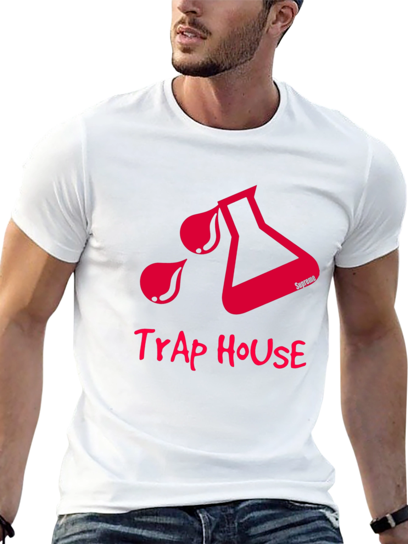 Trap House Graphic Tee - Black Cotton T-Shirt