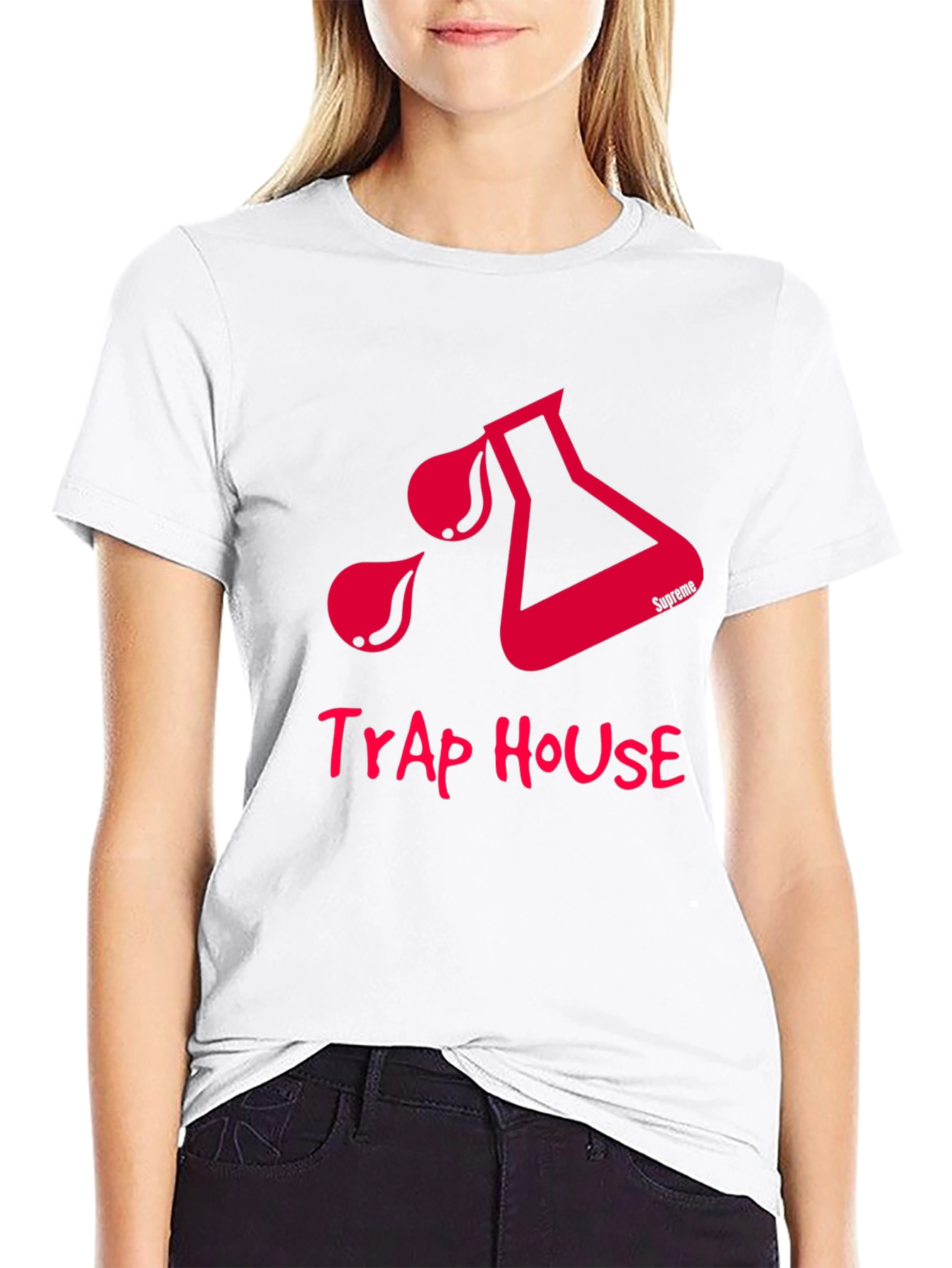 Trap House Graphic Tee - Black Cotton T-Shirt