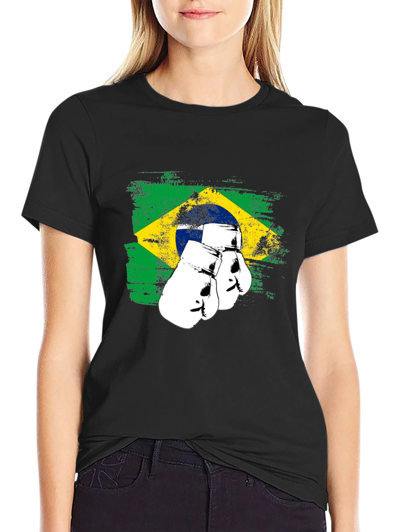 Brazil Flag Boxing Gloves Graphic Tee