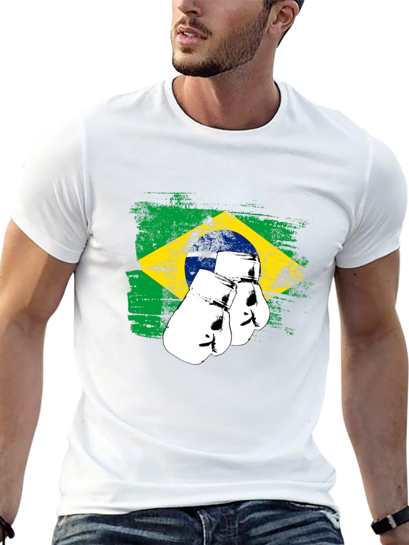Brazil Flag Boxing Gloves Graphic Tee