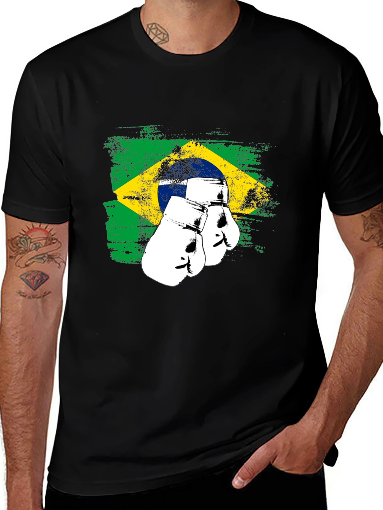 Brazil Flag Boxing Gloves Graphic Tee