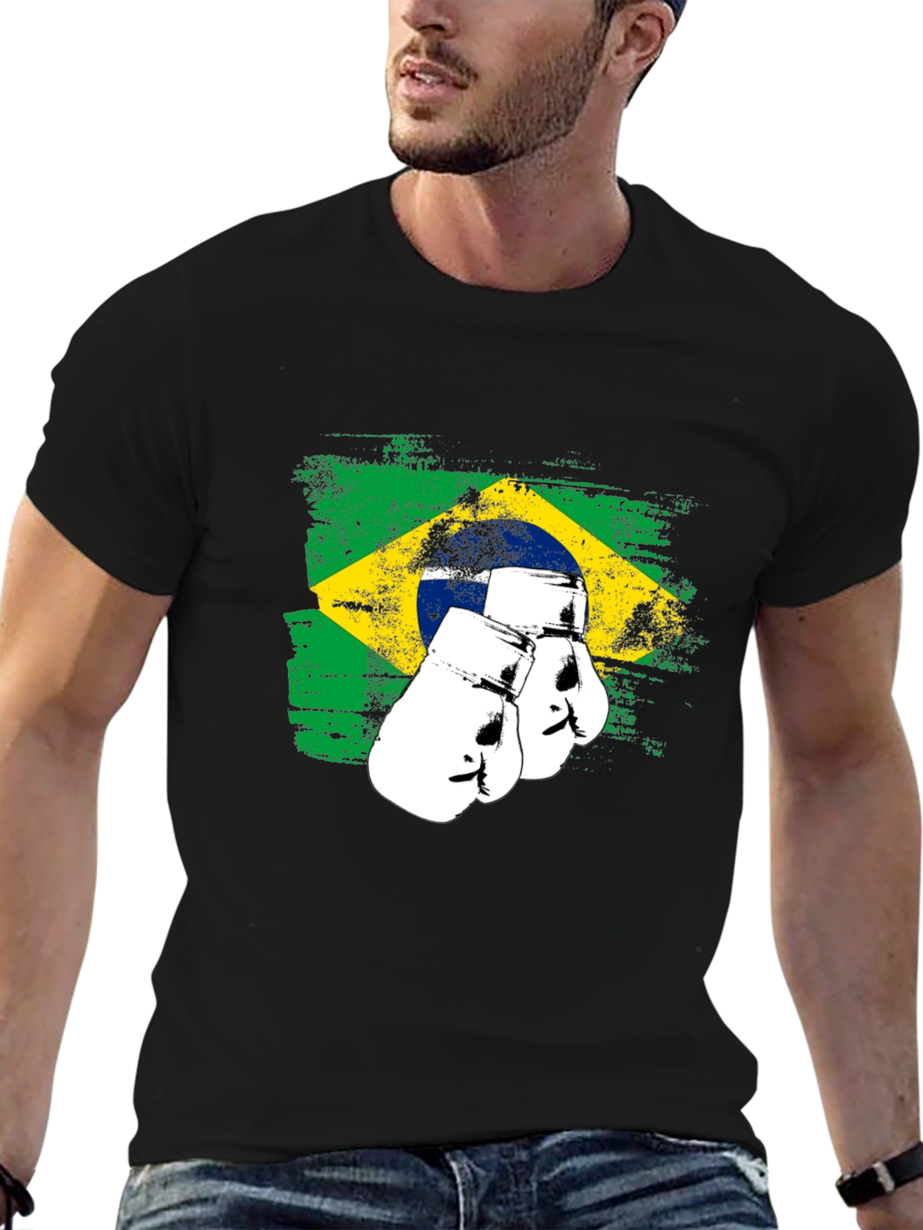 Brazil Flag Boxing Gloves Graphic Tee