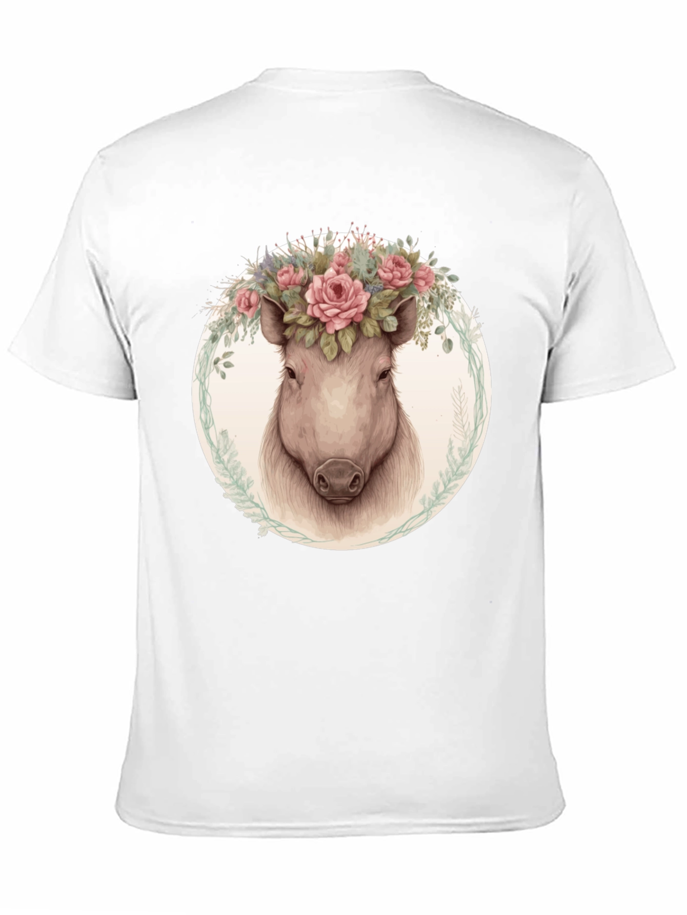 Floral Pig Graphic Tee - Trendy Animal Shirt