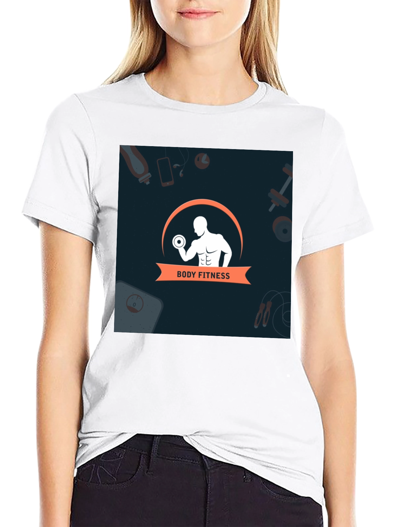 Mens Black Body Fitness Graphic T-Shirt