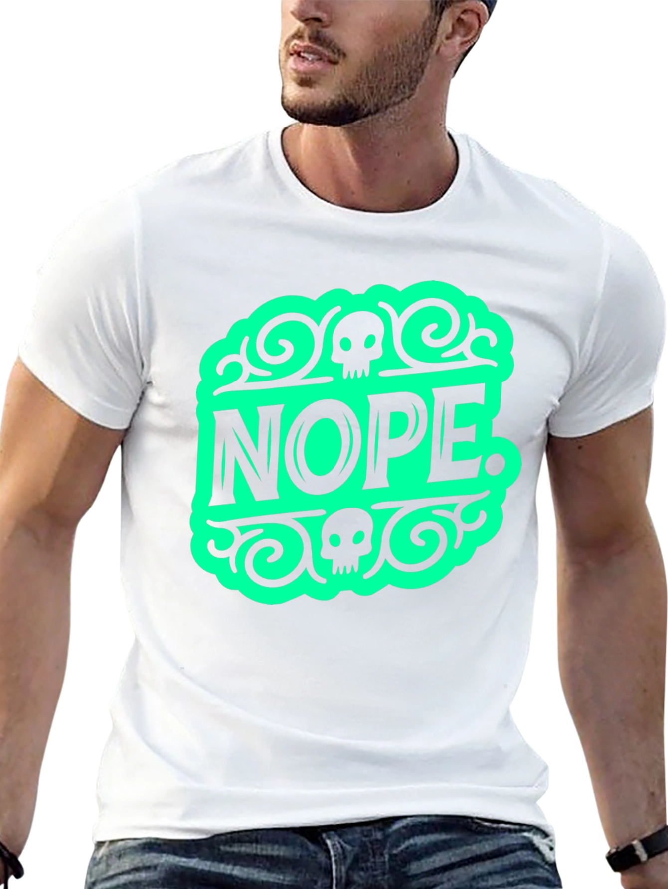 Nope Graphic Tee - Funny Skull Design