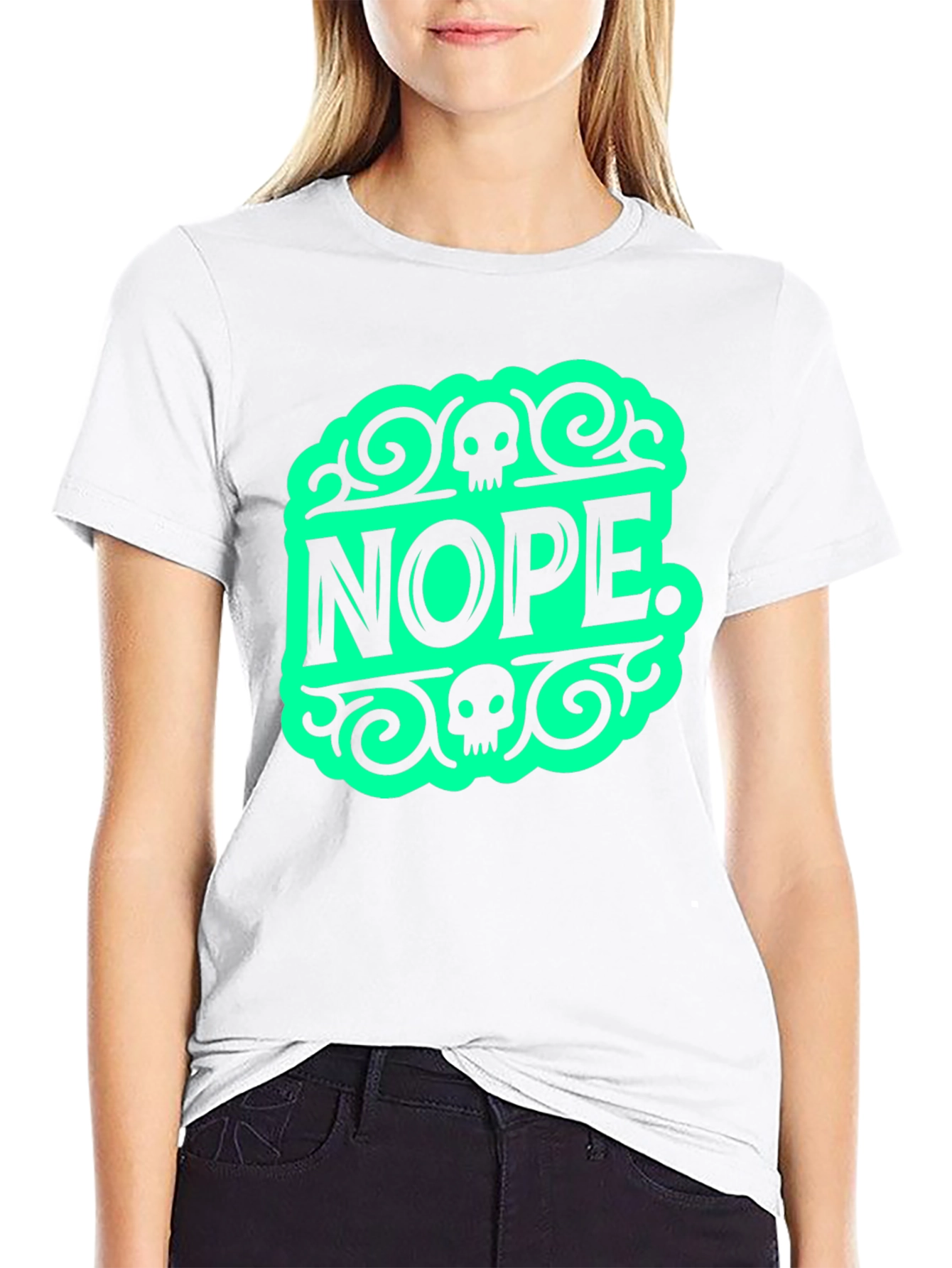 Nope Graphic Tee - Funny Skull Design