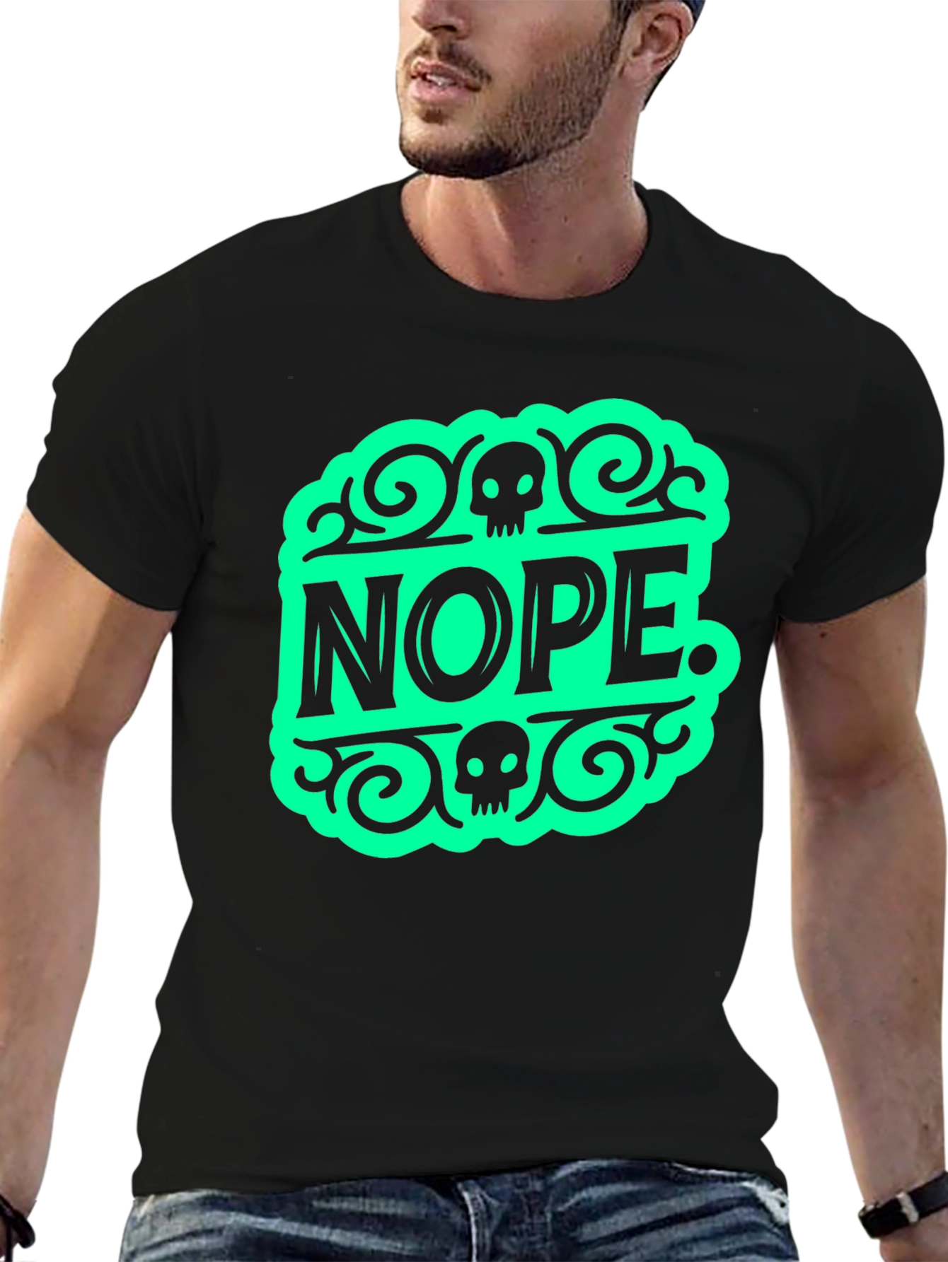 Nope Graphic Tee - Funny Skull Design