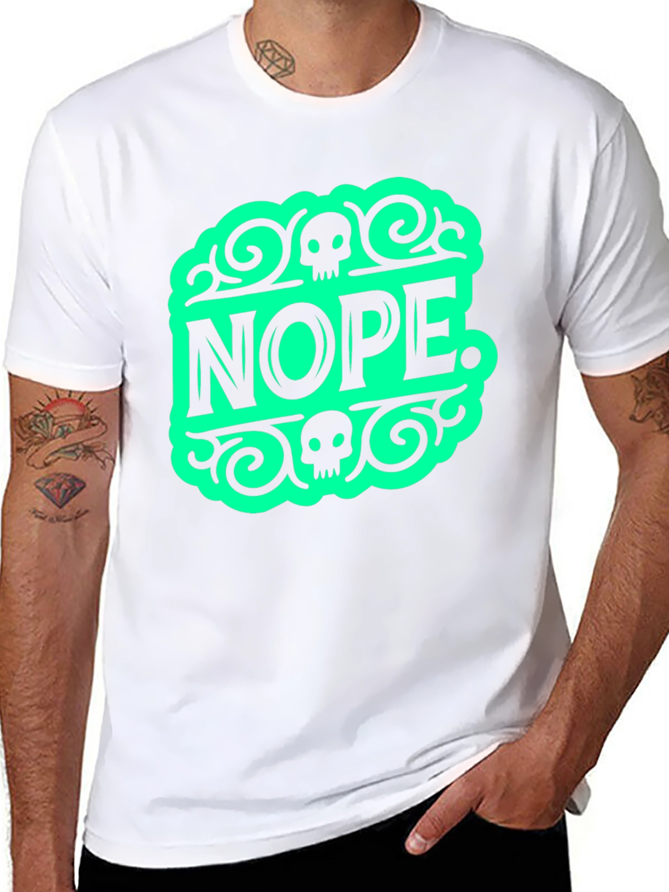 Nope Graphic Tee - Funny Skull Design