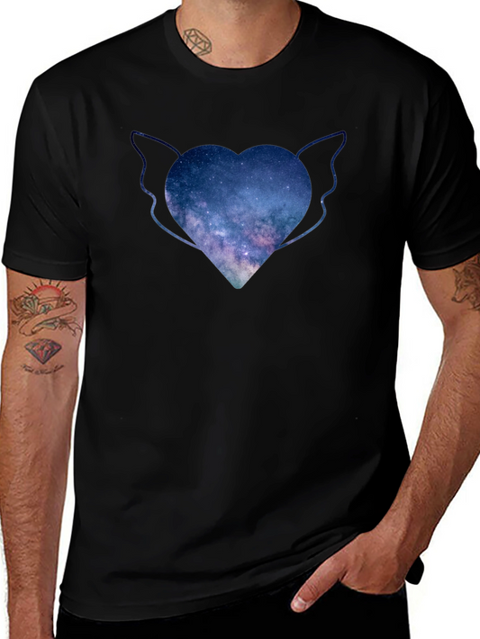 Celestial Heart Wings Tee - Galaxy Design
