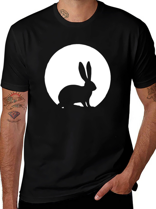 Rabbit Moon Graphic Tee - Black Cotton T-Shirt