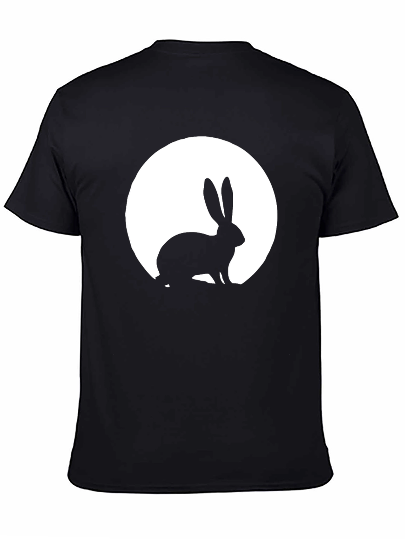 Rabbit Moon Graphic Tee - Black Cotton T-Shirt