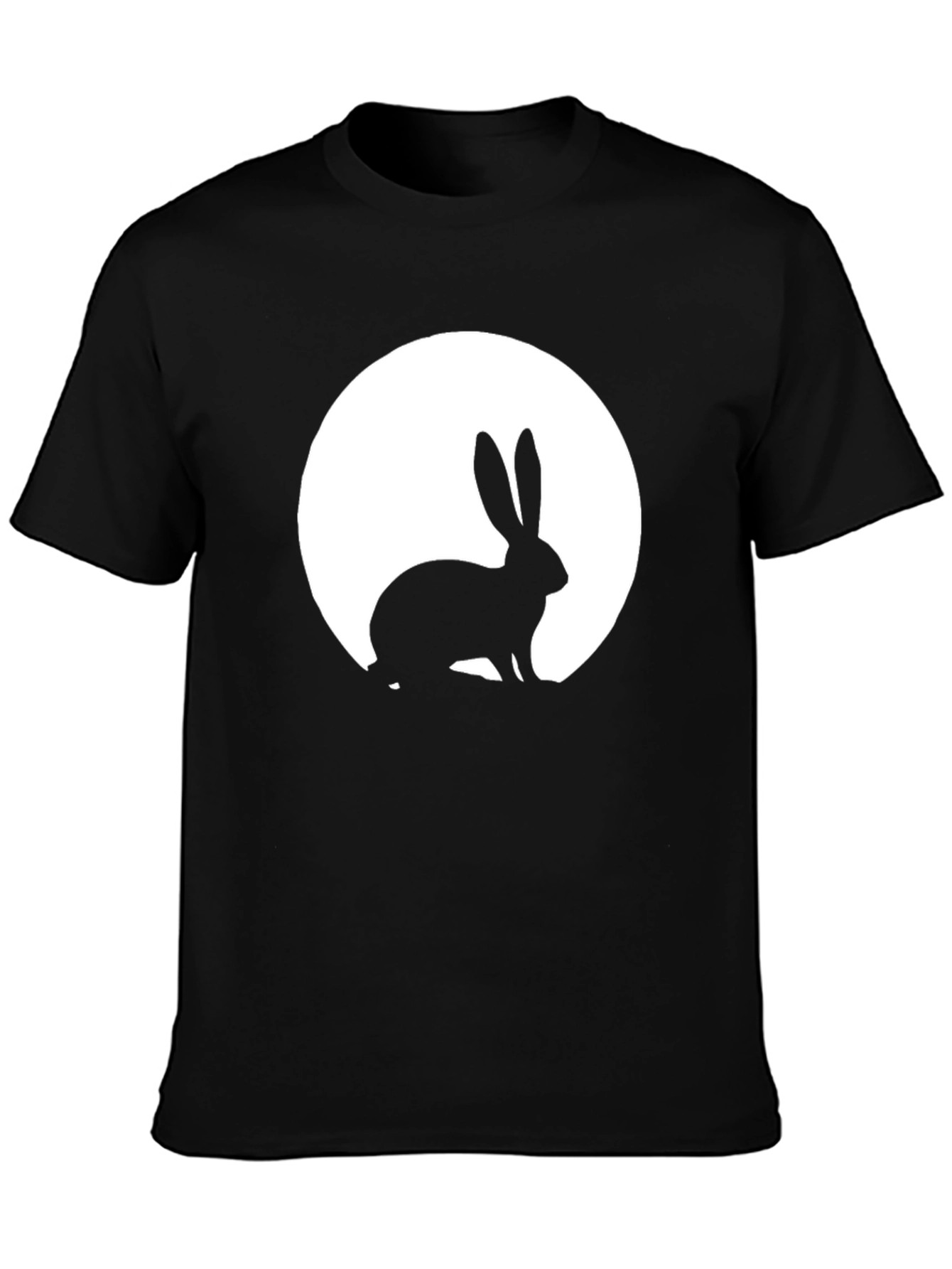 Rabbit Moon Graphic Tee - Black Cotton T-Shirt