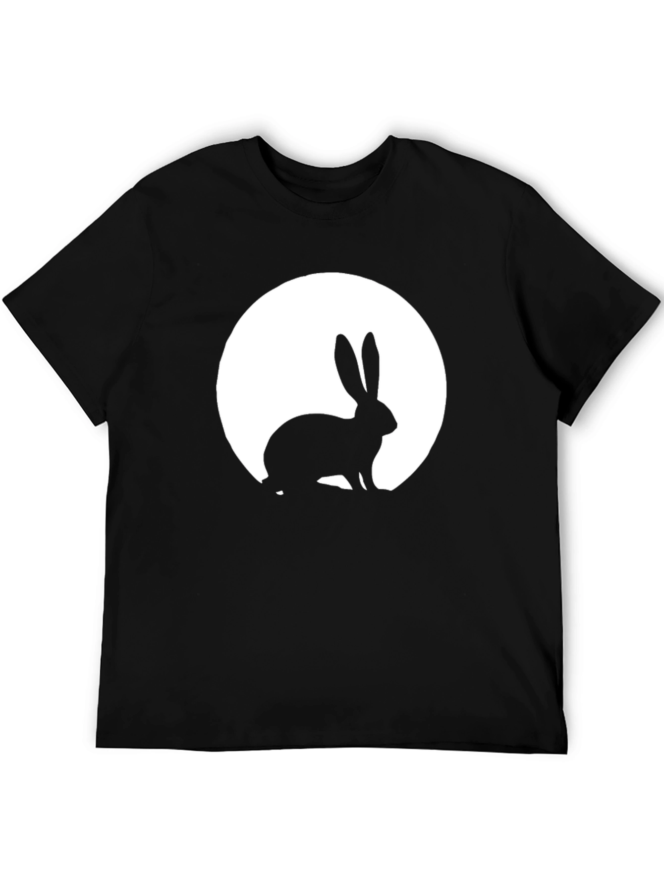 Rabbit Moon Graphic Tee - Black Cotton T-Shirt