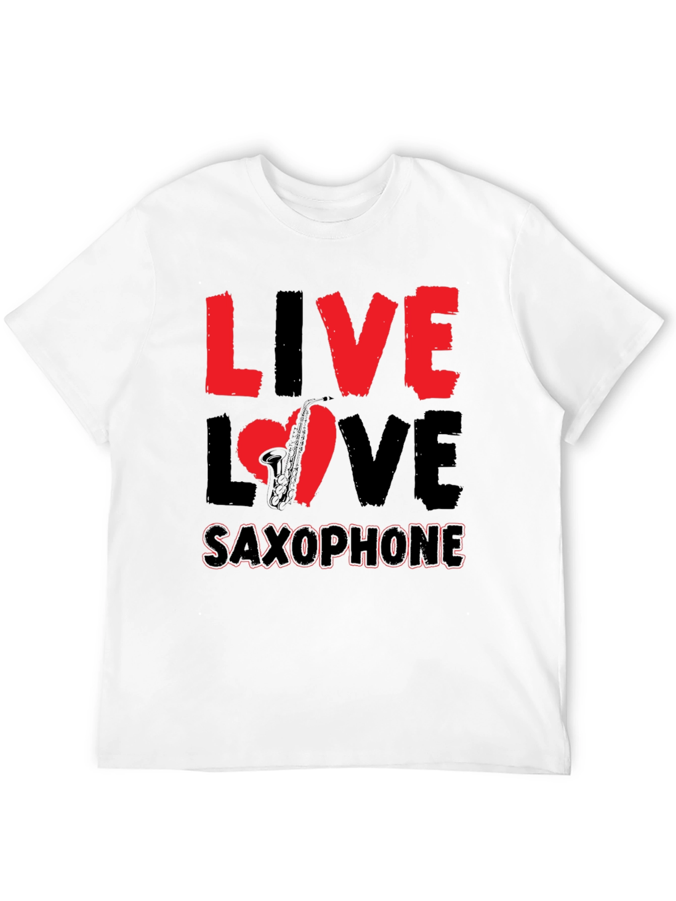 Live Love Saxophone Graphic Tee - Music Lover Shirt