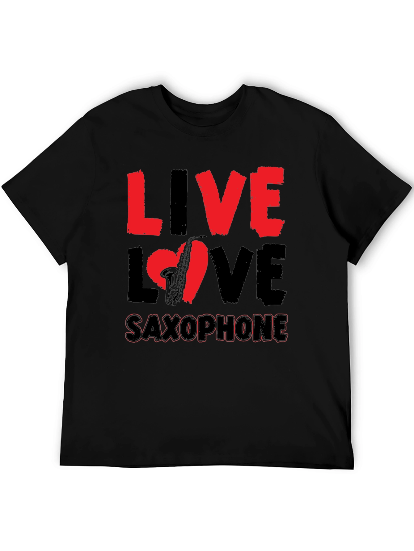 Live Love Saxophone Graphic Tee - Music Lover Shirt