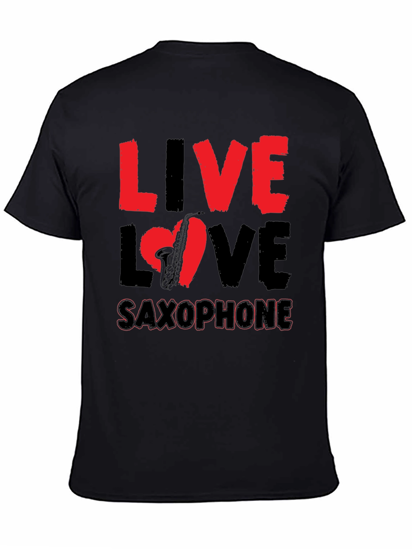 Live Love Saxophone Graphic Tee - Music Lover Shirt