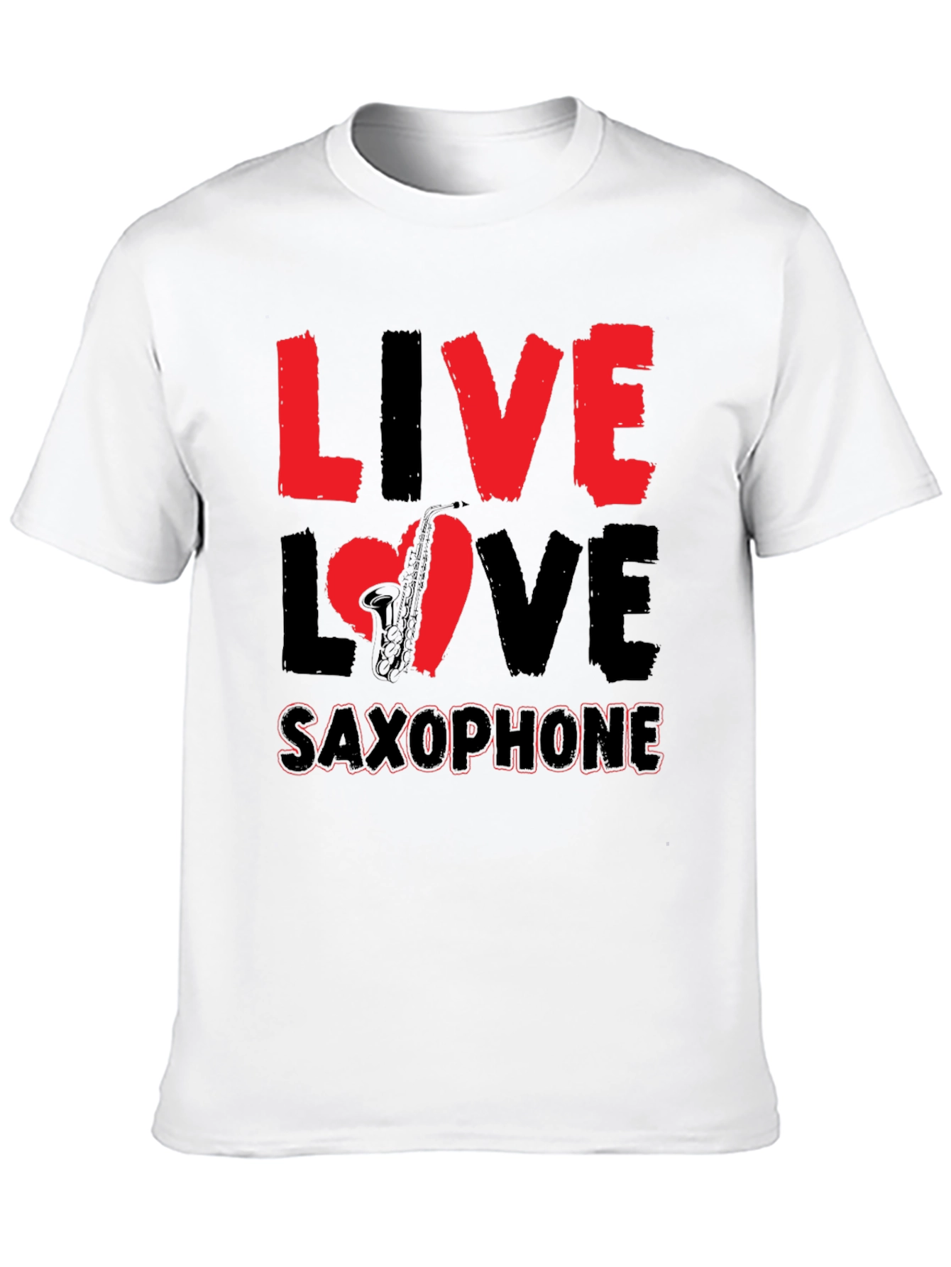 Live Love Saxophone Graphic Tee - Music Lover Shirt