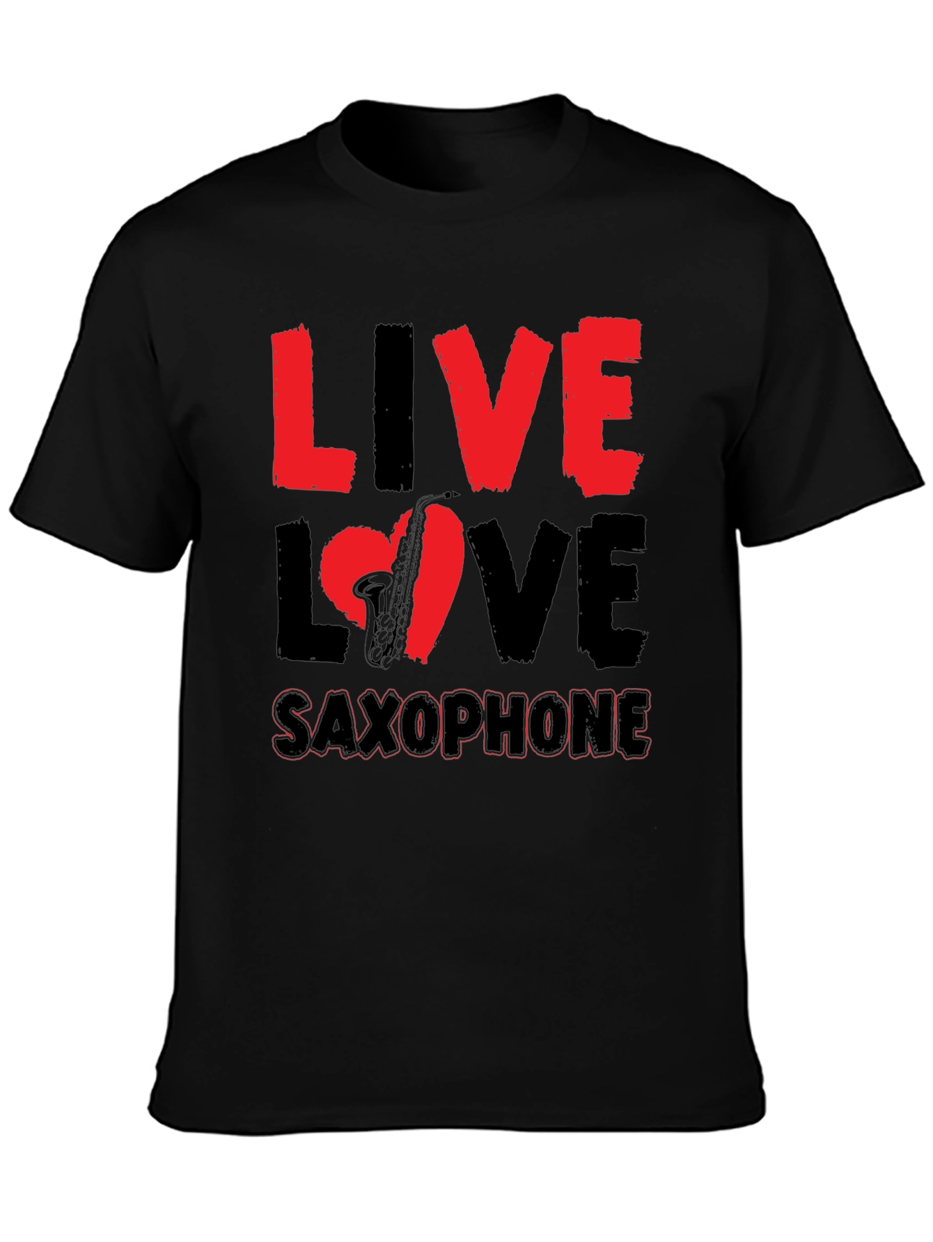 Live Love Saxophone Graphic Tee - Music Lover Shirt