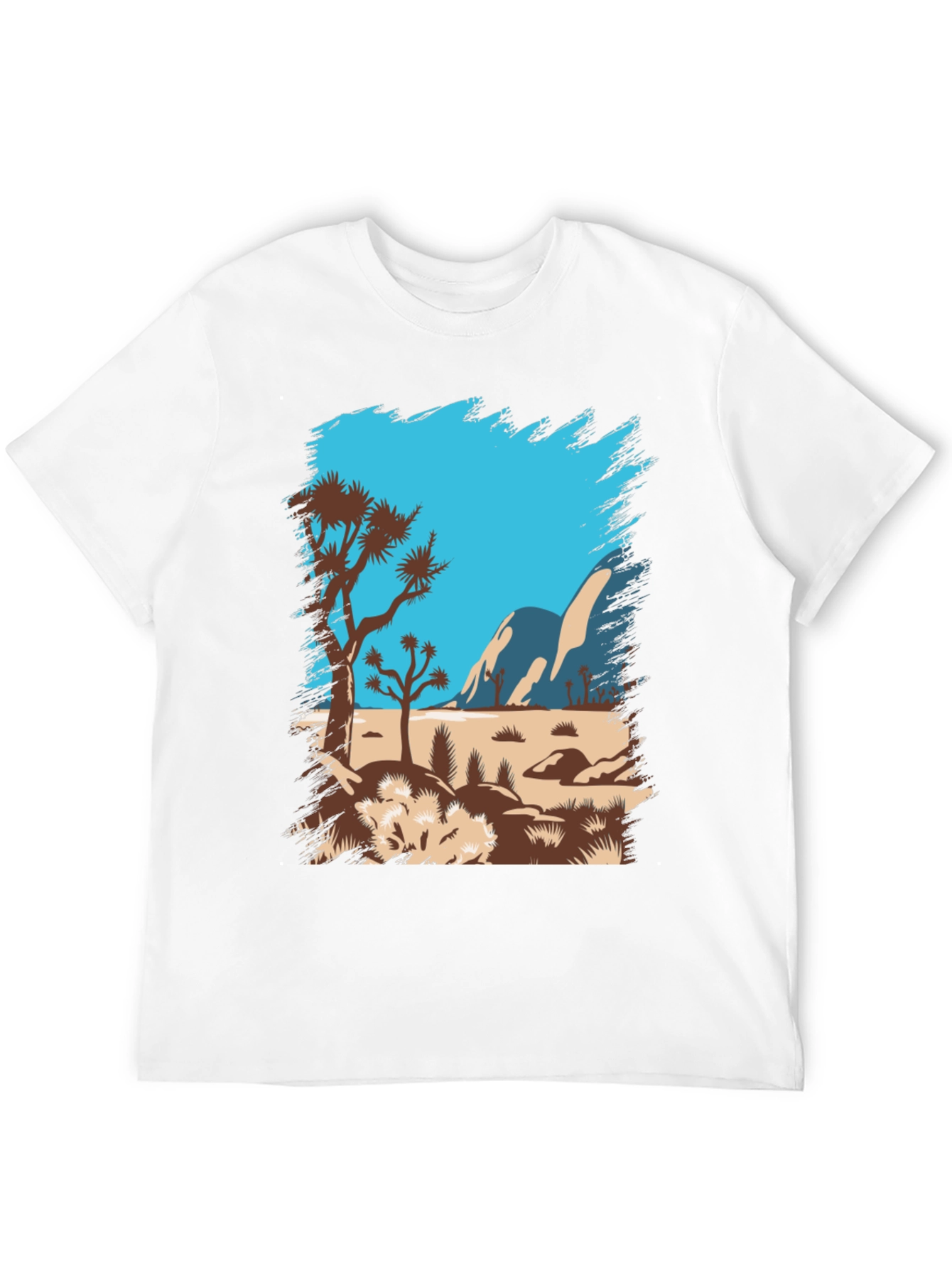 Desert Scene Graphic Tee - Black Cotton T-Shirt